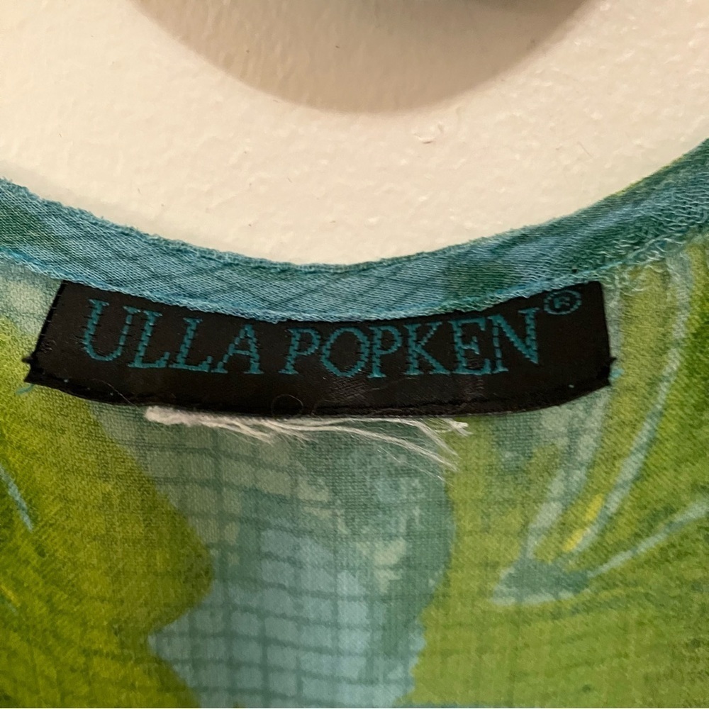 Ulla Popken 2 Piece Sheer Floral Duster Teal A-line Tank Rayon Dress 16/18 - Picture 10 of 12